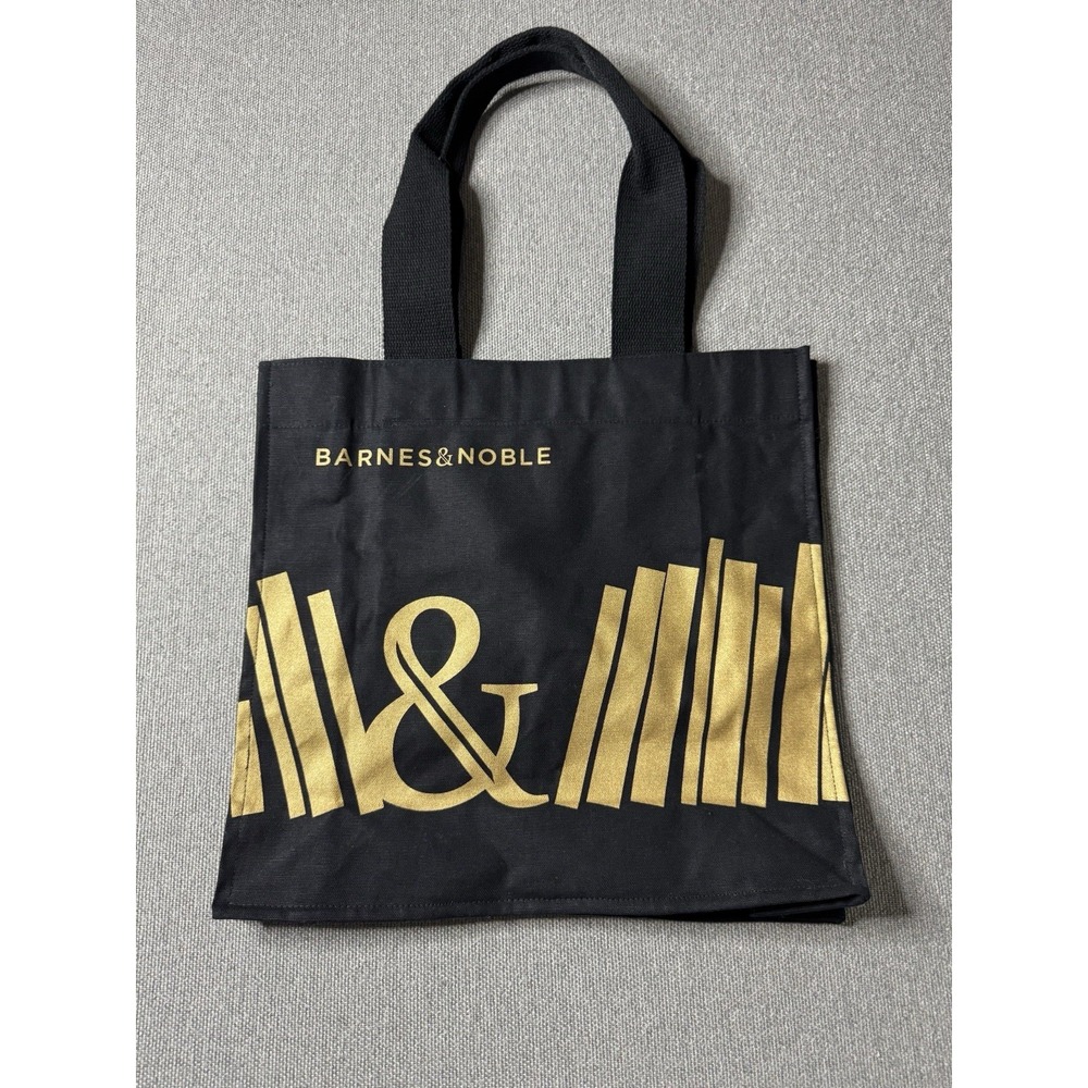 Barnes & Noble Books Black & Gold Premium Organic Cotton Tote Bag Reading, Book